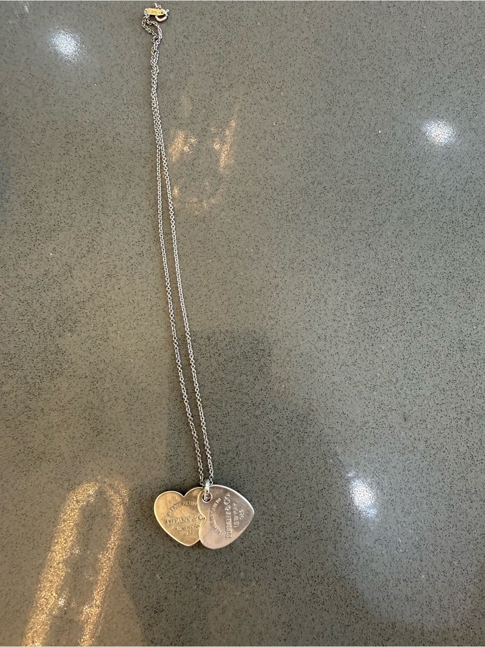 Authentic Tiffany & Co Silver Double Heart Pendant Necklace